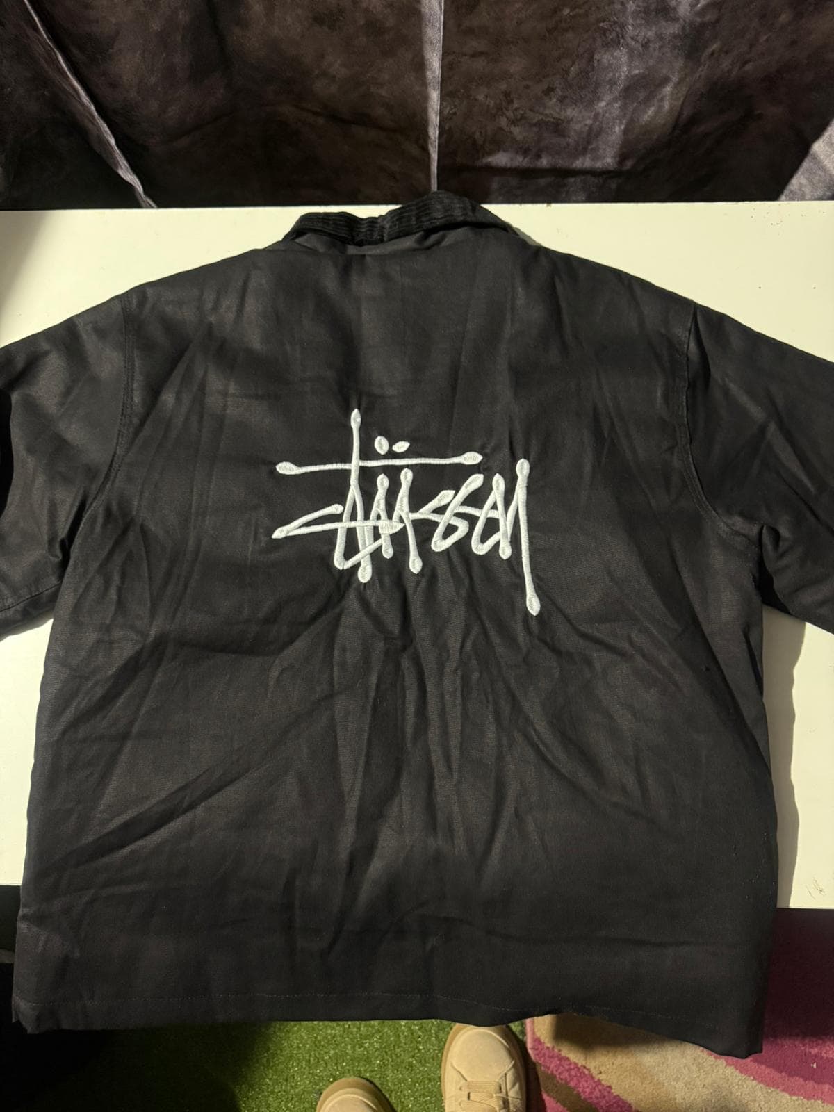 Stüssy Coach Jacket Black Embroidered Logo 90s