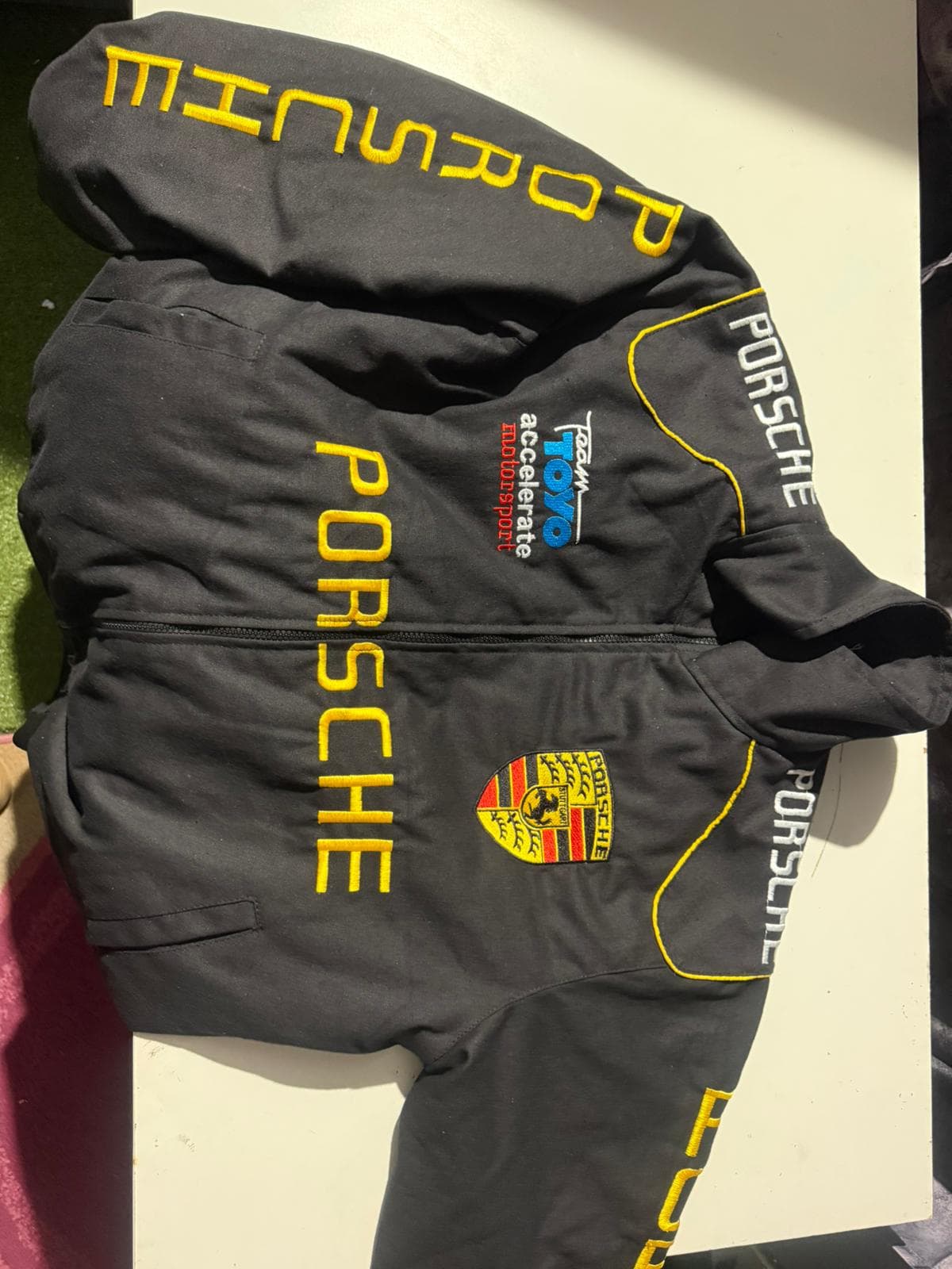 Porsche Design Windbreaker Black Yellow Logo 00s