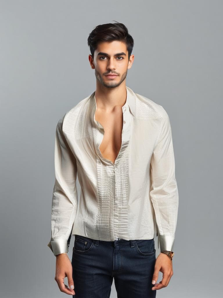 Dolce & Gabbana White Pleated Formal Shirt 90s