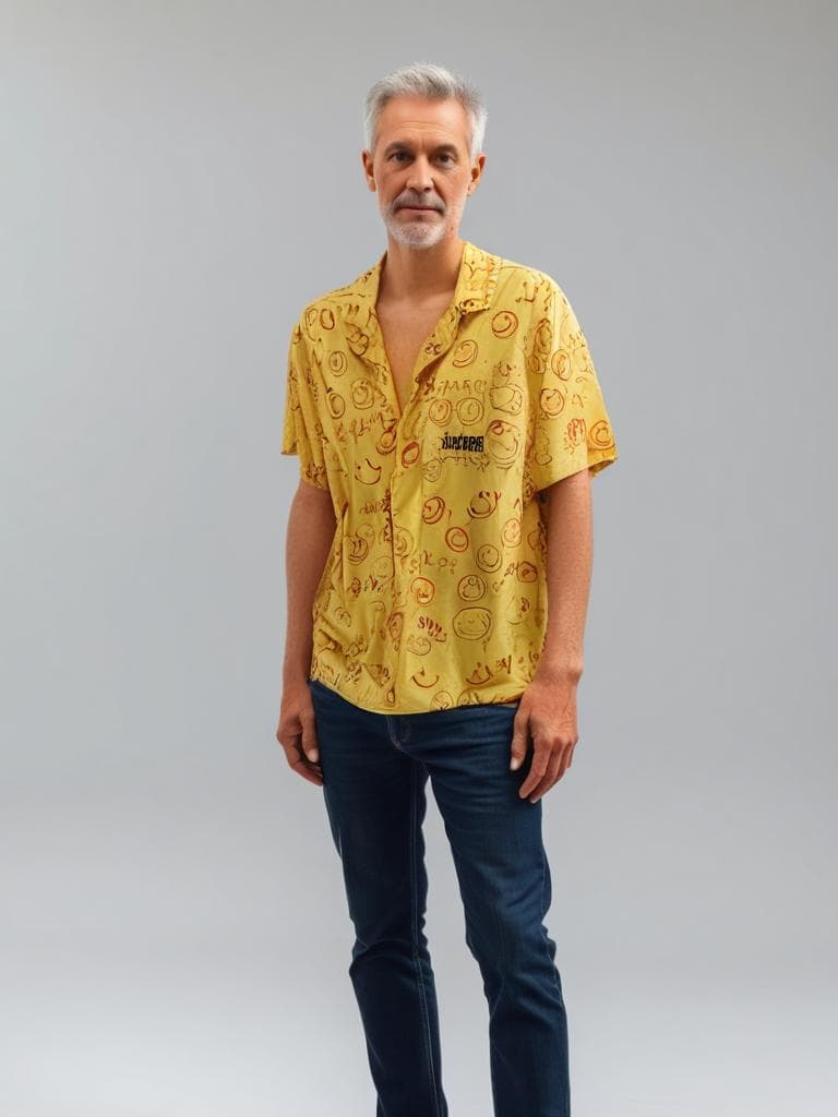 Smiley Face Print T-Shirt 90s Yellow Red Graphic Tee