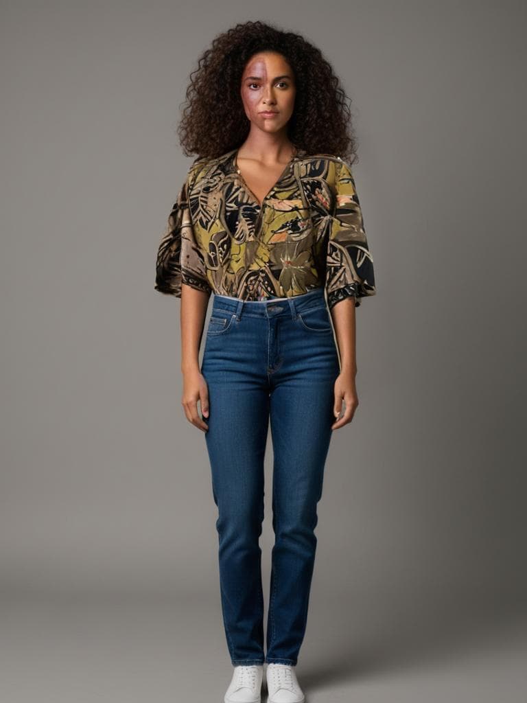 Vintage botanical leaf shirt 90s oversized multicolor