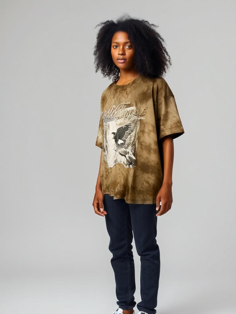 Vintage Tie-Dye Graphic T-Shirt Eagle Print Early 00s