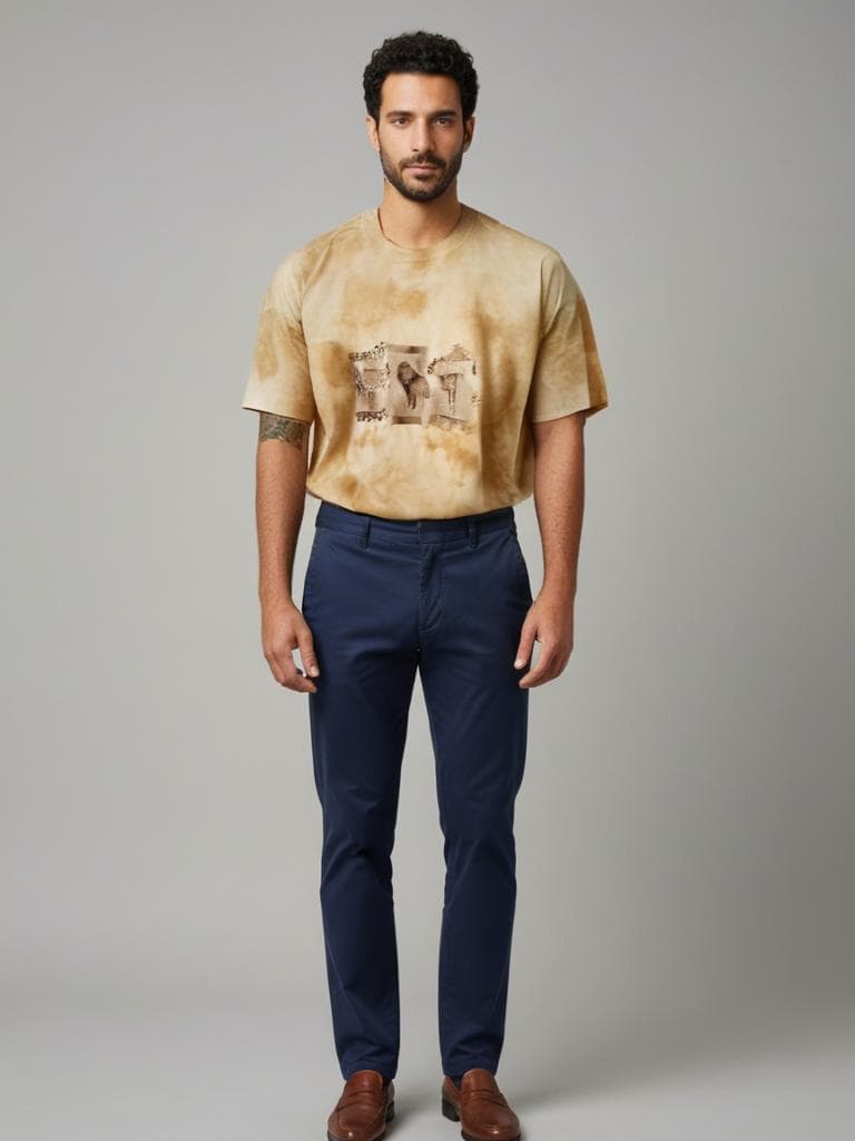 Vintage safari animal print tee, cream tie-dye, 90s