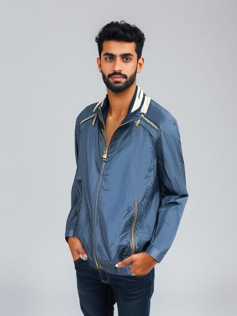 Paciotti Nylon Bomber Jacket Navy Blue Y2K
