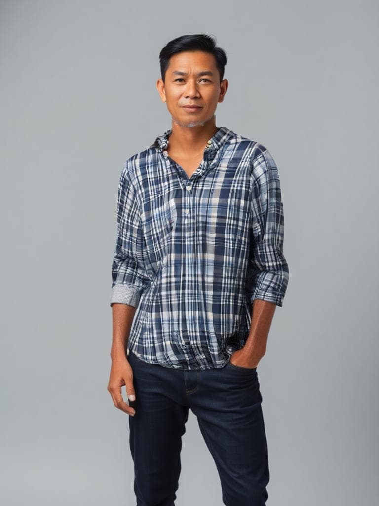 Ralph Lauren Tartan Oxford Shirt Navy Blue 90s