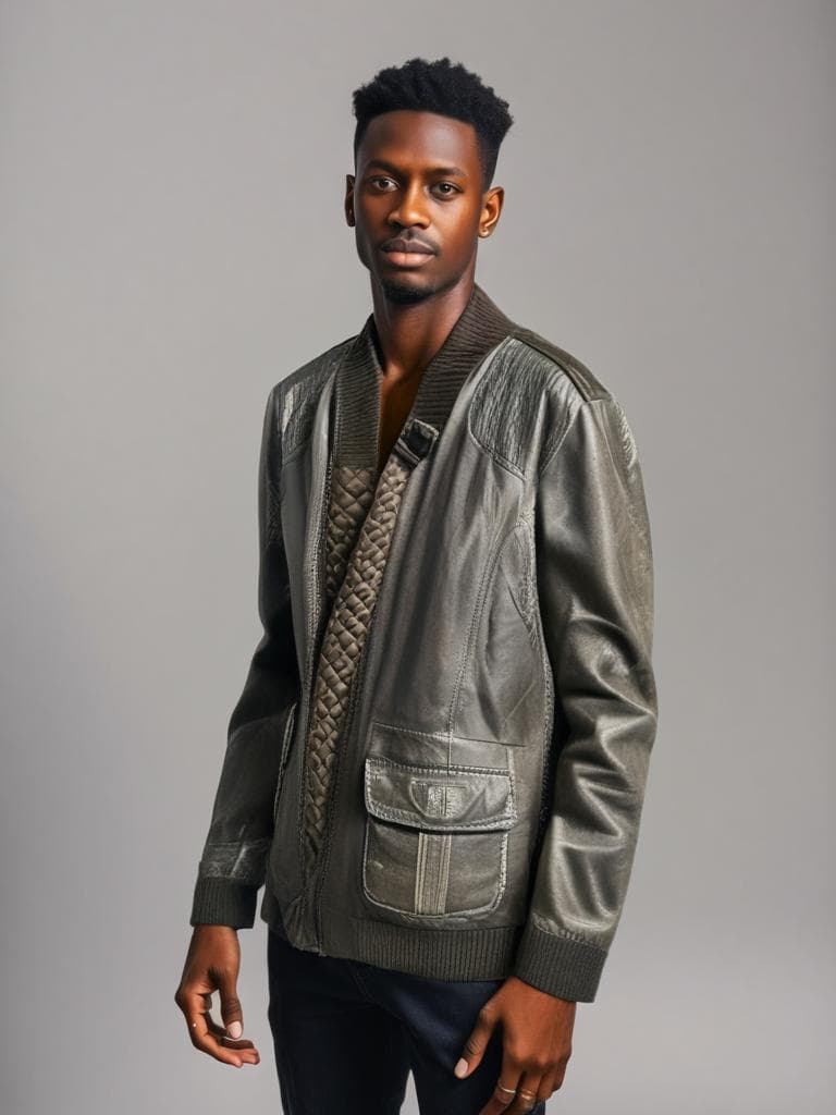 Vera Pelle Black Leather Bomber Jacket Y2K