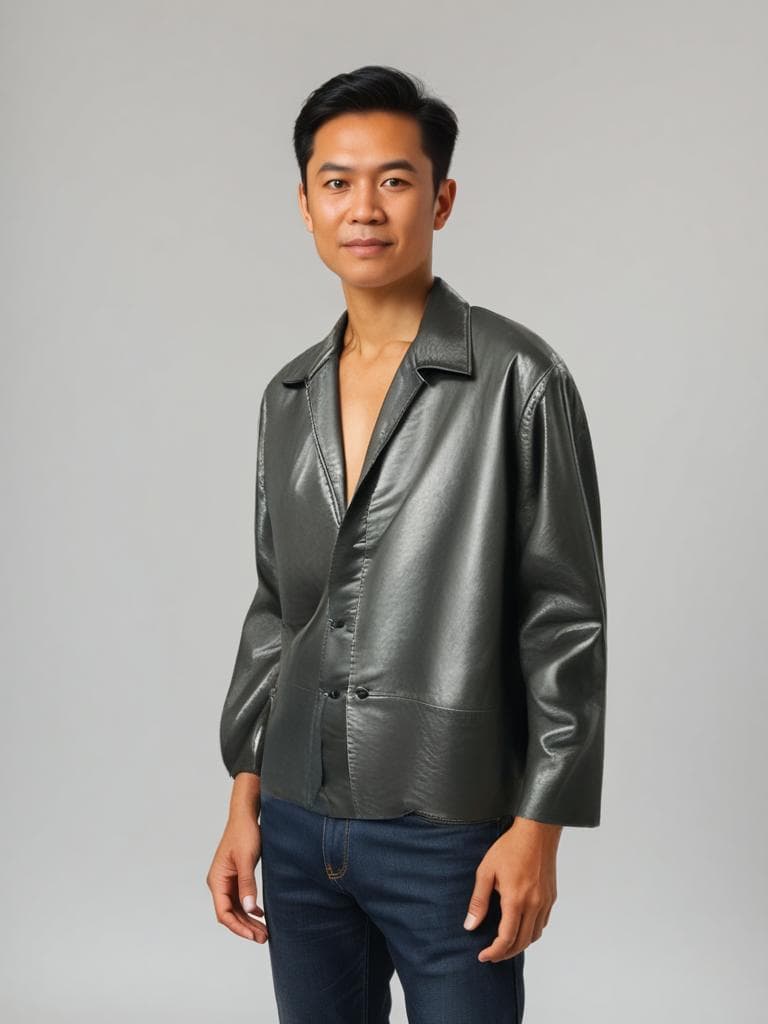 Vintage Black Leather Blazer 90s Classic