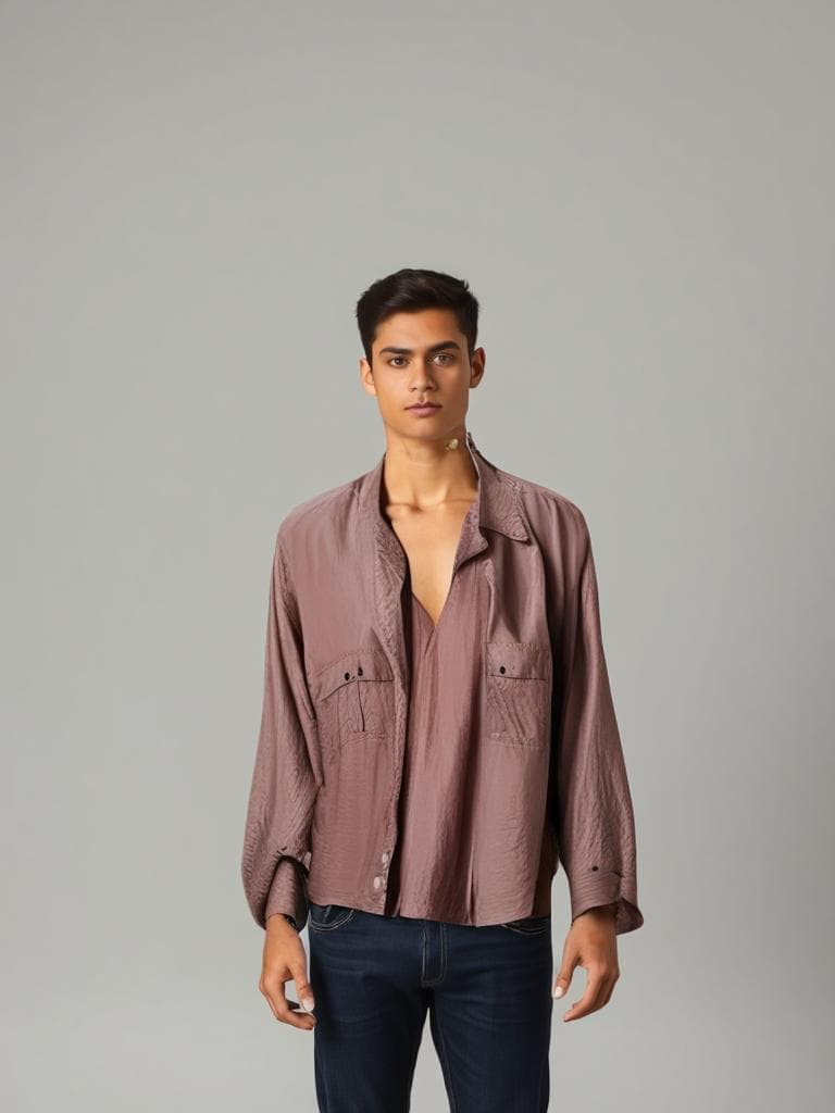Vintage 90s Mauve Cotton Overshirt | Relaxed Fit