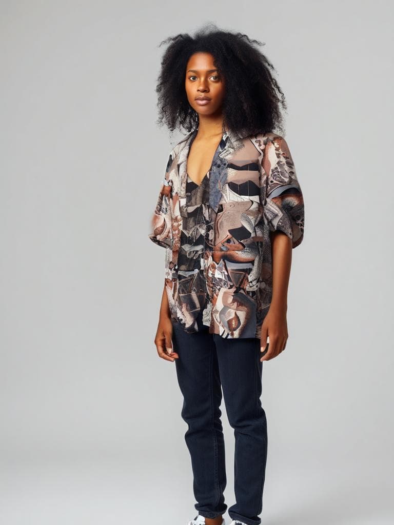 Biarritz Abstract Geometric Print T-Shirt 90s