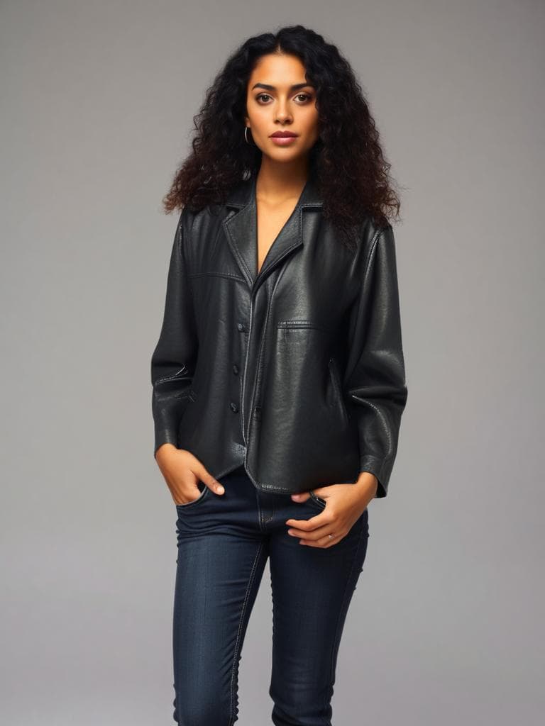 EDS Collection Black Leather Blazer 90s