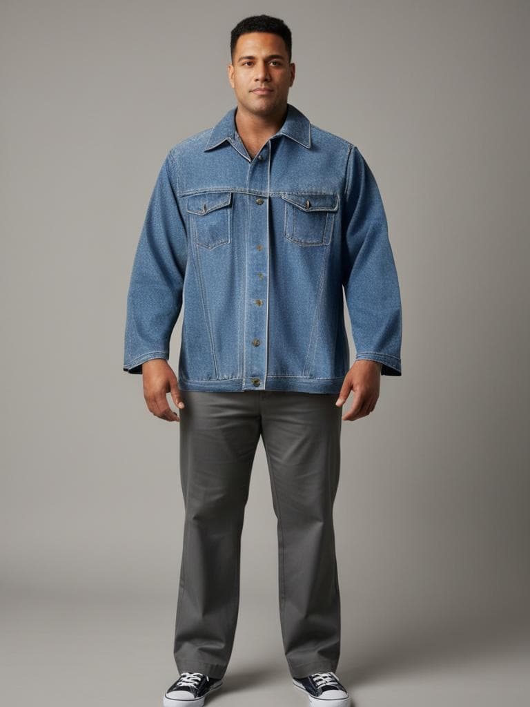 Da Hu Denim Jacket Vintage 90s Medium Blue