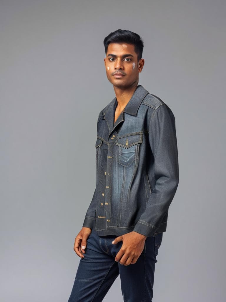 Indian Denim Trucker Jacket, Dark Indigo, 00s