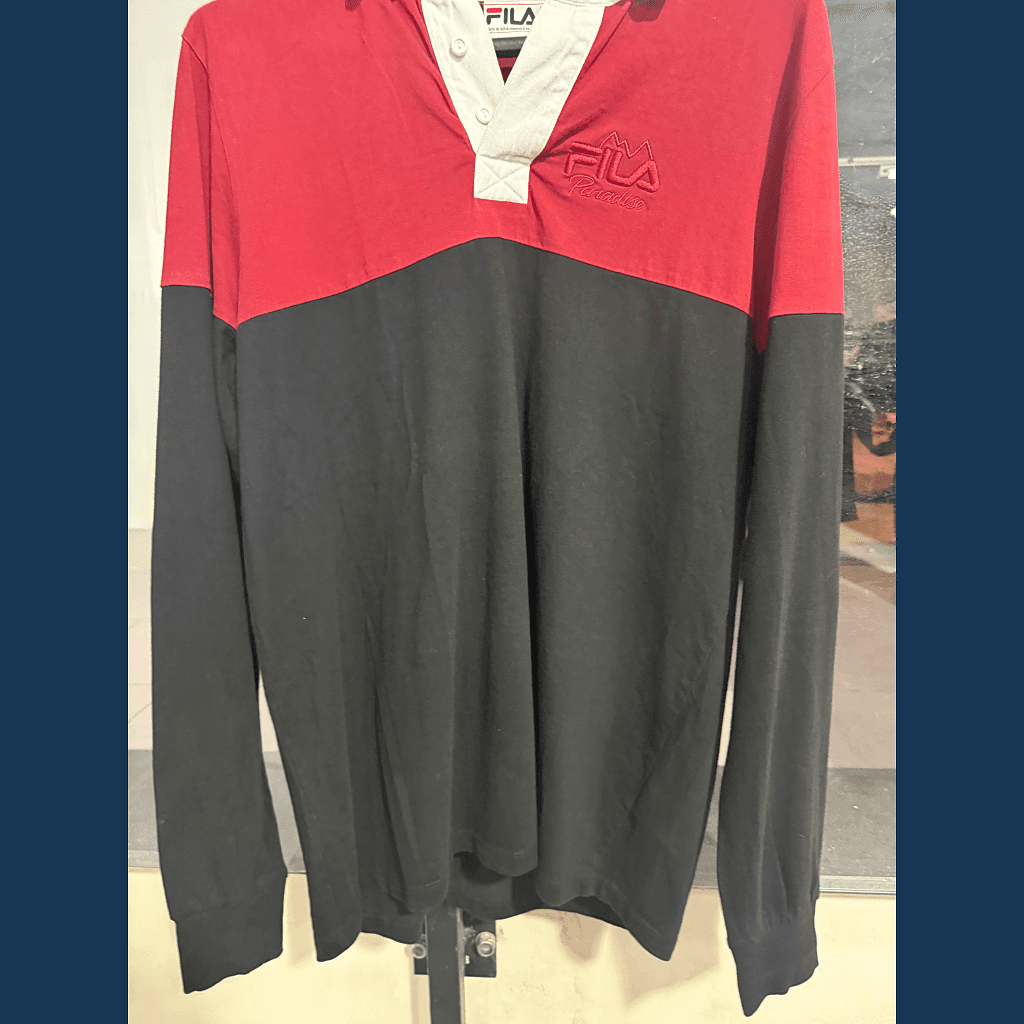 FILA Colorblock Hoodie Red Black 90s